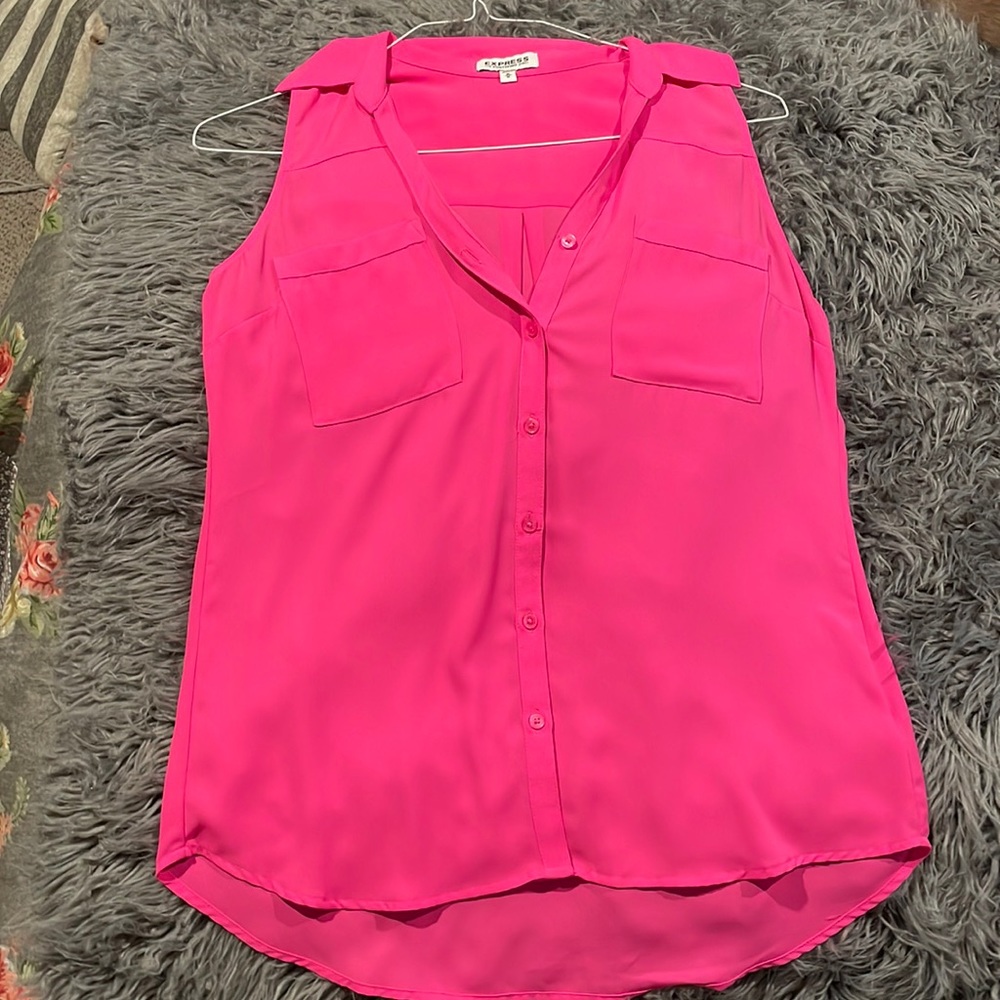 Express-The Portofino Shirt- sleeveless blouse- hot pink